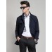 Men's Solid Casual / Work Trench coat,Polyester Long Sleeve-Black