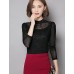 Women's Plus Size Sophisticated Fall T-shirtSolid Crew Neck Long Sleeve Pink / Black Polyester Opaque