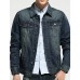 Men's Long Sleeve Casual Jacket,Cotton Print Blue