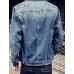 Men's Long Sleeve Casual Jacket,Cotton Solid Blue